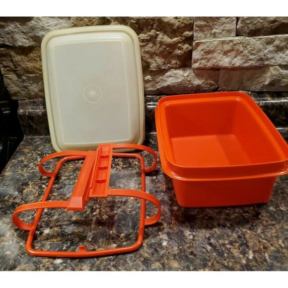 Tupperware #1254 Pack N Carry Lunch Box Carrier with Lid & Handle - Picture 3 of 9